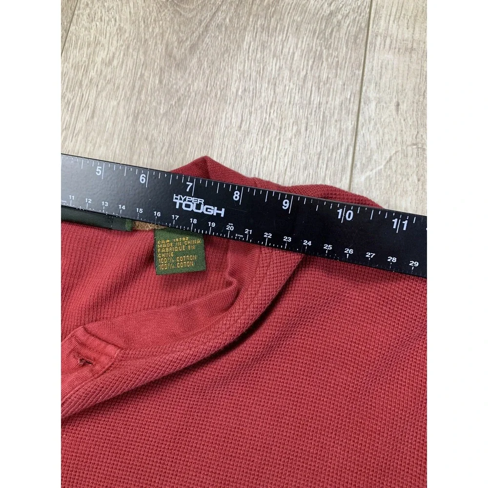 VTG Timberland Men Red Cotton 1/4 Button Long Sleeve Heavy Pullover Shirt Size M
